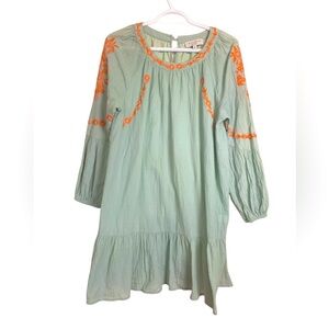 Hayden 100% Cotton Dress Light Green Bohemian Vibe Lined Lightweight